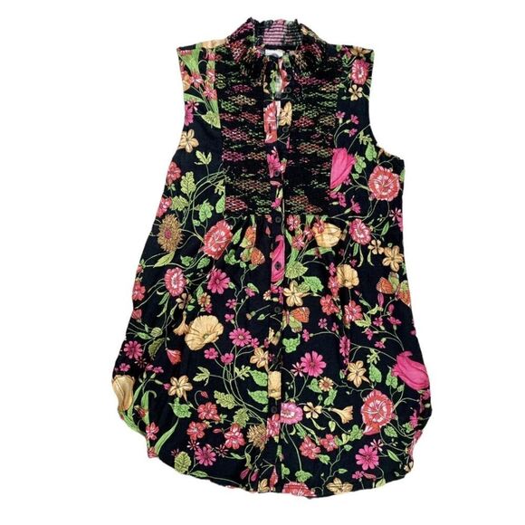 EUC Anthropologie Akemi & Kin Floral Navy Tunic Top Small - Picture 1 of 8